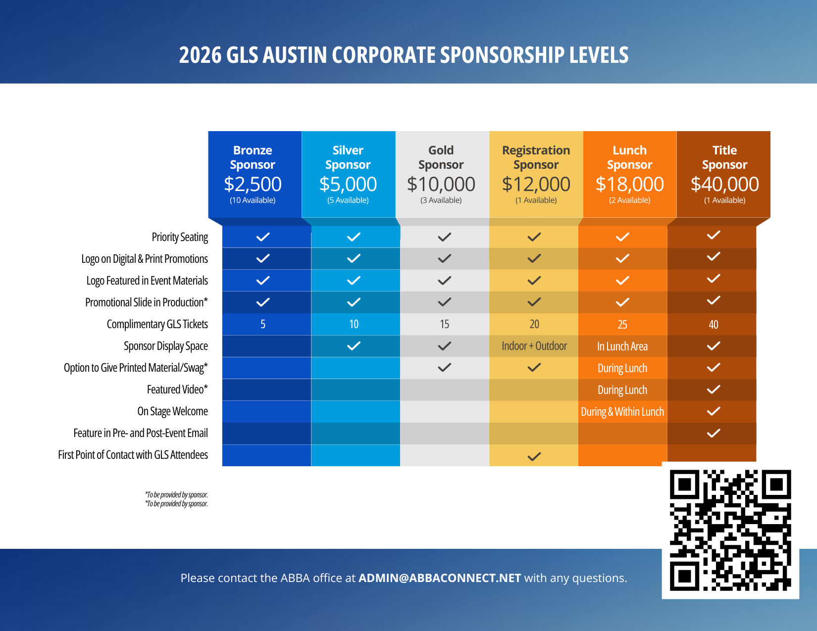 2026 GLS Sponsor Levels